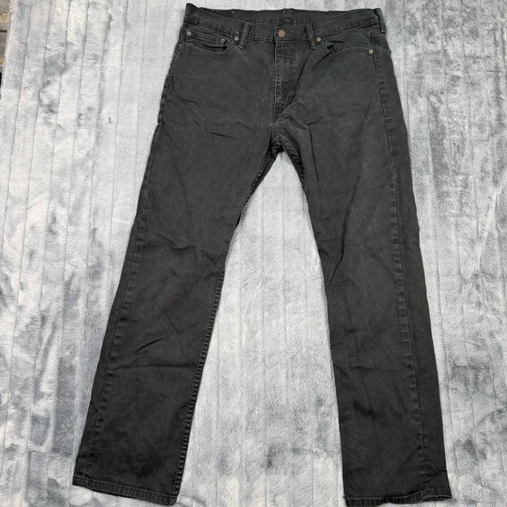 Levis 513 Slim Straight Jeans Mens 36x32 Black Denim Pants 08513-0124
